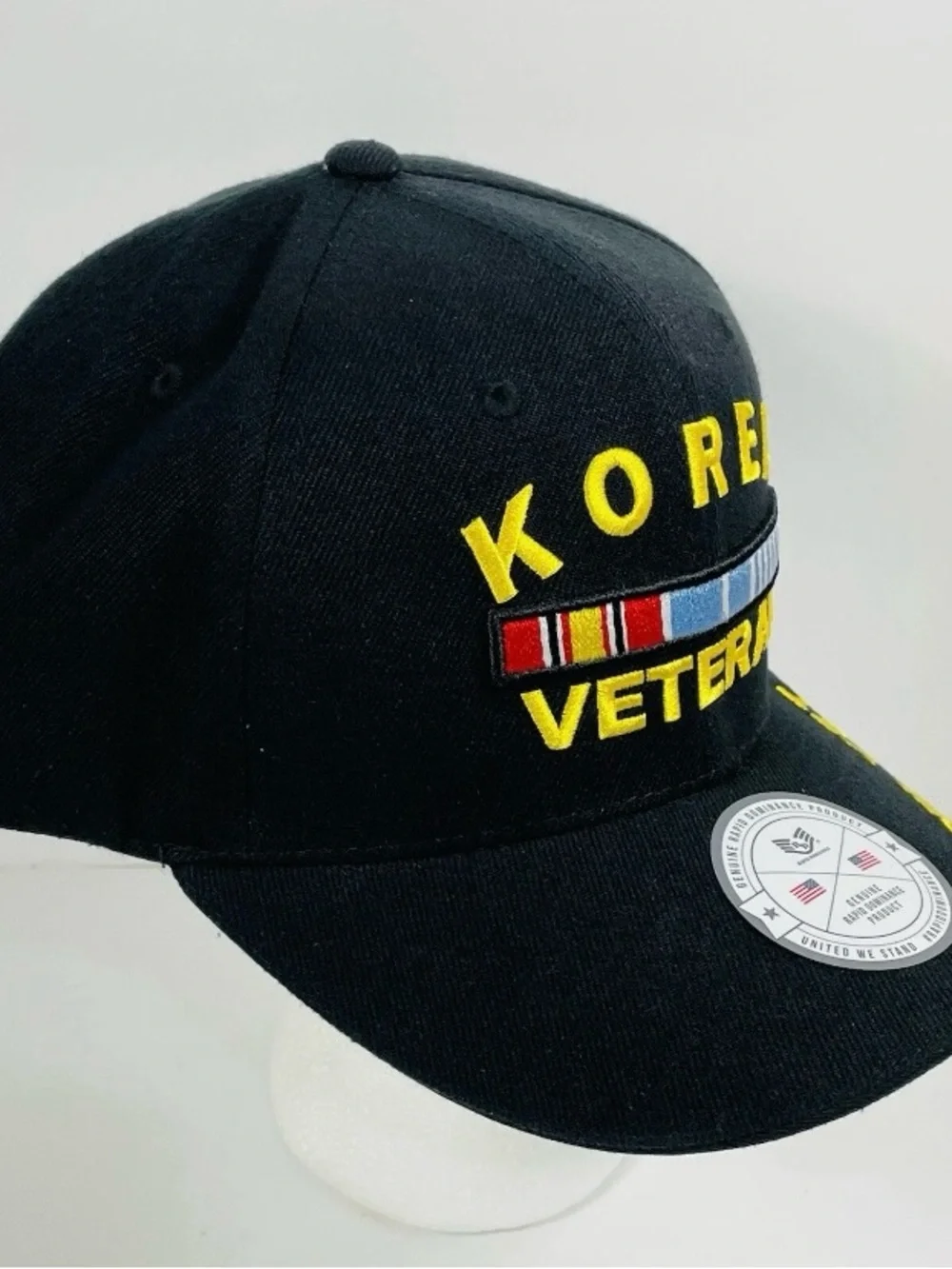 Korea Veteran Embroidered Patch Black Strapback Hat Cap